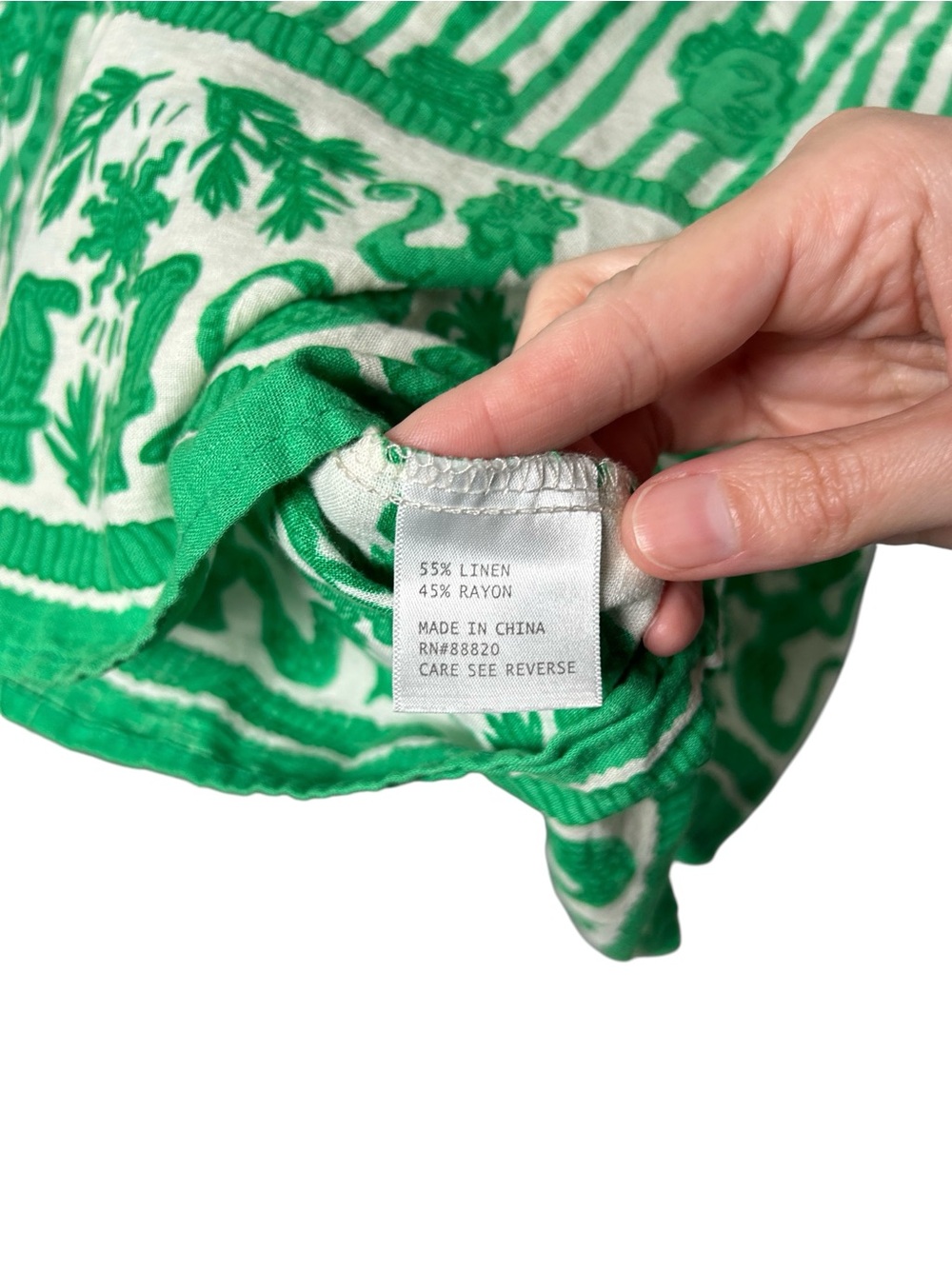 Calypso St. Barth Shirt Top Linen Sicily Roll tab Short Sleeve Green Sz M - Picture 8 of 9